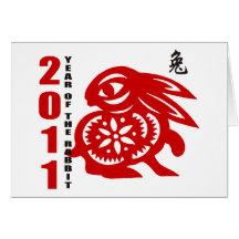 2011 chinesisches Papier-Schnitt-Jahr des Kaninche Karten