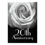 20. Jahrestags-silberne weiße Rose metallisch Einladungskarten