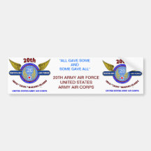 20TH ARMY AIR FORCE U.S. ARMY AIR CORPS STICKER BUMPER STICKERS