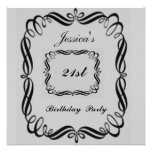 21. Geburtstags-Party Einladungs-Silber-Schwarzes