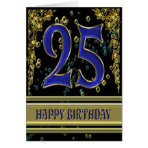 25. Geburtstagskarte mit Gold und Blasen