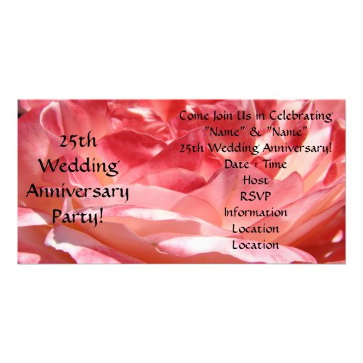25. Hochzeits-Jahrestags-Party Einladungs-Rose Personalisierte Photo Karte