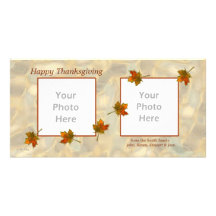 2-Foto Erntedank - treibender Herbstlaub Individuelle Foto Karten
