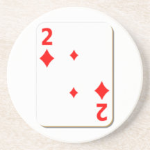 2 of Diamonds Playing Card Beverage Coaster