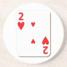 2 of Hearts Playing Card Drink Coaster
