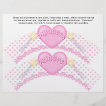 2 rosa Prinzessin Birthday Custom Cupcake Wrappers Flyer