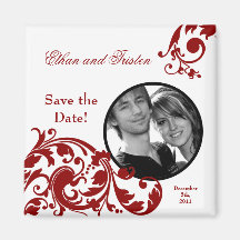 2"" Save the Date hochrotes Rot des Magnet-x2 mit  Magnete