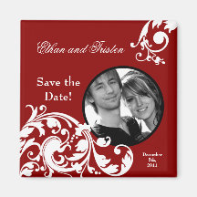 2"" Save the Date hochrotes Rot des Magnet-x2 mit 