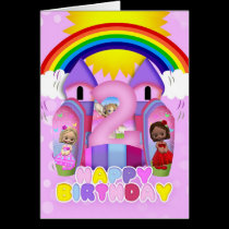2nd Birthday Bouncy Castle Greeting Card For Girls karten