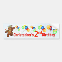 2nd Birthday Party Teddy Bear Prince Bumper Sticker
