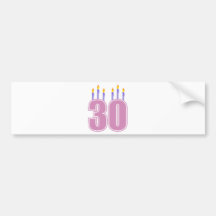 30 Geburtstags-Kerzen (Rosa/Lila) Auto Sticker