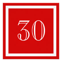 30. Geburtstags-Party Einladung - Rot