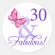 30 und fabelhafter Geburtstag Runder Aufkleber