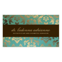 311 Ladonna Damast-aquamarine metallische Visitenkarten Vorlage