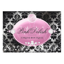 311-Pink Delish Monogramm-BlackBerry-Damast Visitenkarten