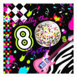 311-Totally das 80er Party - rosa Gitarren-Disco-B Personalisierte Einladungskarte