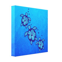 3 blaue Honu Schildkröten Leinwand Druck