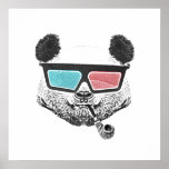 3-D Gläser des Vintagen Pandas Posterdrucke