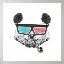 3-D Gläser des Vintagen Pandas Posterdrucke