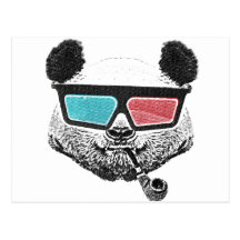 3-D Gläser des Vintagen Pandas Postkarte