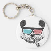 3-D Gläser des Vintagen Pandas Schlüsselband