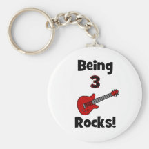 3 Felsen sein! Mit Gitarre Rockstar Rocker Schlüsselanhänger