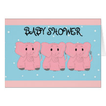 3 rosa Elefant-Babyparty-Einladung Karte