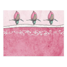 3 rosa Rosen Postkarten