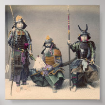 3 Samurais in der Rüstung mit Waffen-Plakat