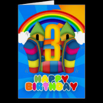 3rd Birthday Card With Bouncy Castle And Rainbow karten