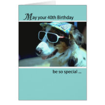 40. Geburtstag mit Hundetragenden Sonnenbrillen, S Karte