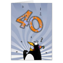 40. Geburtstag - Pinguin-Überraschungs-Karte