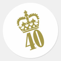 40. Geburtstag - Zahl - vierzig Runder Aufkleber
