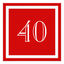 40. Geburtstags-Party Einladung - Rot