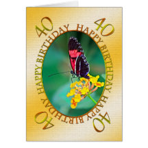 40. Schmetterlings- und Blumengeburtstagskarte