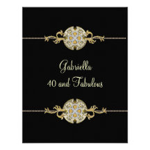 40 u. fabelhafter schwarzer Goldjuwel-Ordnungs-Geb Einladung