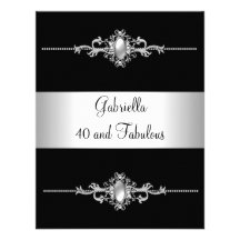 40 u. fabelhaftes schwarzes silbernes Ordnungs-Geb Individuelle Einladung