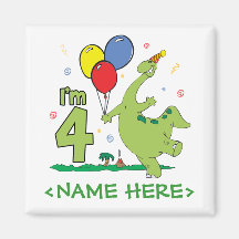 4. Geburtstag Dino Kühlschrankmagnete