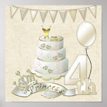 4. Geburtstag Plakat-Druck Prinzessin-