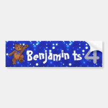 4. Geburtstags-Bär Auto Sticker
