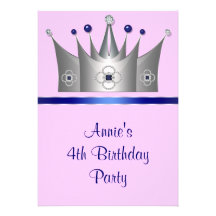 4. Geburtstags-Party Einladung 4. Prinzessin-Crown