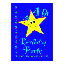 4. Geburtstags-Party-Stern-Einladung
