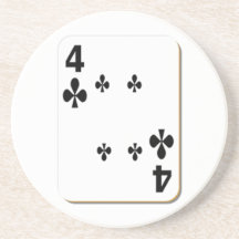 4 of Clubs Playing Card Beverage Coasters