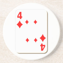4 of Diamonds Playing Card Beverage Coasters