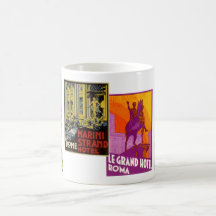 4 verschiedene Vintage Reise-Plakate aus Italien Tee Tasse