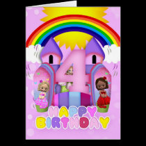 4th Birthday Bouncy Castle Greeting Card For Girls karten