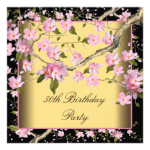 50. der Geburtstags-Party der Goldkirschblüten-Fra Individuelle Einladungskarte