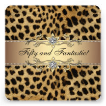 50. der Geburtstags-Party der Leopard-Goldfrau Personalisierte Ankündigungskarte