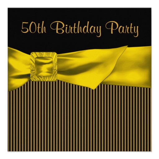 50. der Geburtstags-Party der schwarzen Goldbogen- Personalisierte Einladungskarte