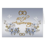 50. Elegantes blaues Blumen des Jahrestags-Party Grußkarte